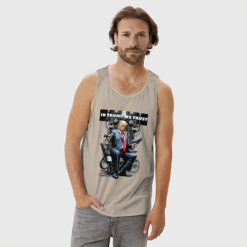 Мужская майка Trump with two pistols - cyberpunk / Миндальный – фото 3