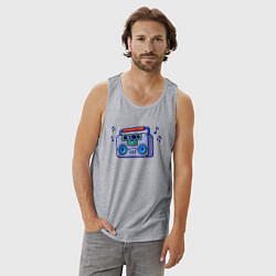 Майка мужская хлопок Музыкальный бумбокс, цвет: меланж — фото 2