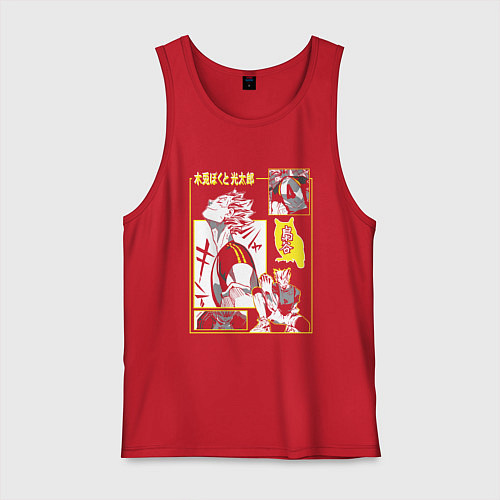 Мужская майка Haikyuu!! Хаику Волейбол Бокуто сова / Красный – фото 1