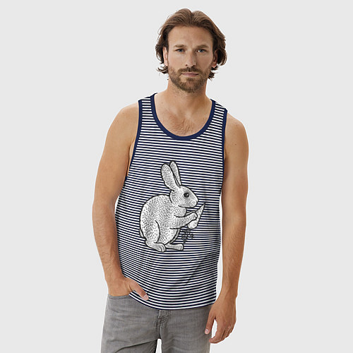 Мужская майка Зайчик и морковка / Синяя тельняшка – фото 3