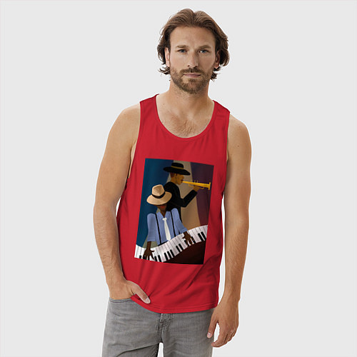 Мужская майка Музыкант джаз / Красный – фото 3
