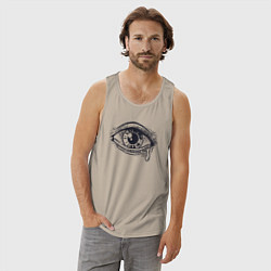 Майка мужская хлопок Плачущий глаз, цвет: миндальный — фото 2