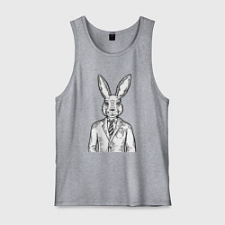 Майка мужская хлопок Кролик в костюме, цвет: меланж