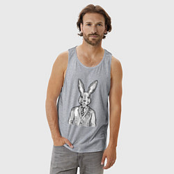 Майка мужская хлопок Кролик в костюме, цвет: меланж — фото 2