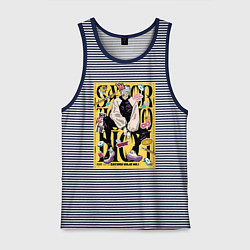 Майка мужская хлопок Модный Годжо - Магическая битва, цвет: синяя тельняшка