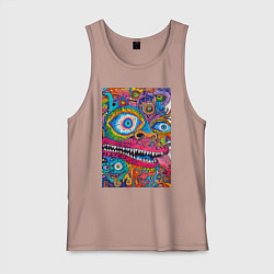 Майка мужская хлопок Психоделический монстр, цвет: пыльно-розовый