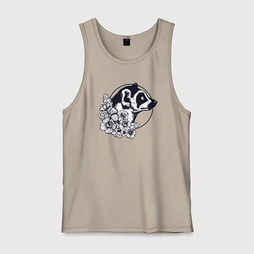 Мужская майка Лемур в цветах / Миндальный – фото 1