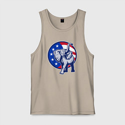 Майка мужская хлопок USA elephant, цвет: миндальный