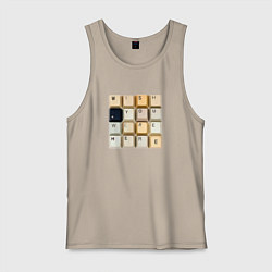 Майка мужская хлопок Wish you - клавиши клавиатуры, цвет: миндальный