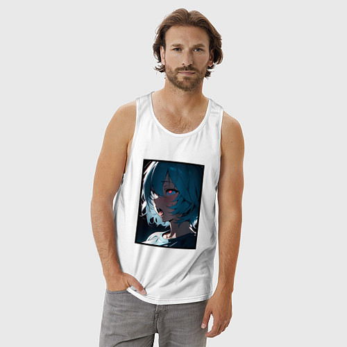 Мужская майка Рей из Евангелион ахегао / Белый – фото 3