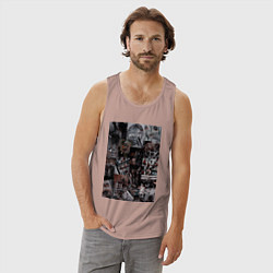 Майка мужская хлопок Художник коллаж, цвет: пыльно-розовый — фото 2
