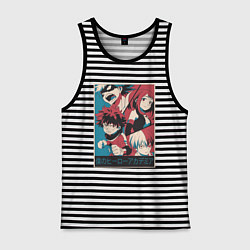 Майка мужская хлопок Моя геройская академия Деку Каччан Урарака Шото, цвет: черная тельняшка