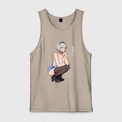 Майка мужская хлопок Современная 2b - Nier automata, цвет: миндальный