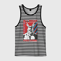 Майка мужская хлопок Моя геройская академия All Might pease symbol, цвет: черная тельняшка