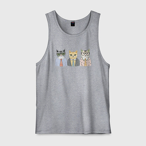 Мужская майка Деловые котики офисные / Меланж – фото 1