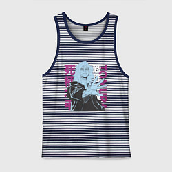 Майка мужская хлопок Моя геройская академия Шигараки Томура, цвет: синяя тельняшка