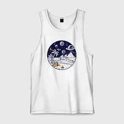 Майка мужская хлопок Космический остров, цвет: белый