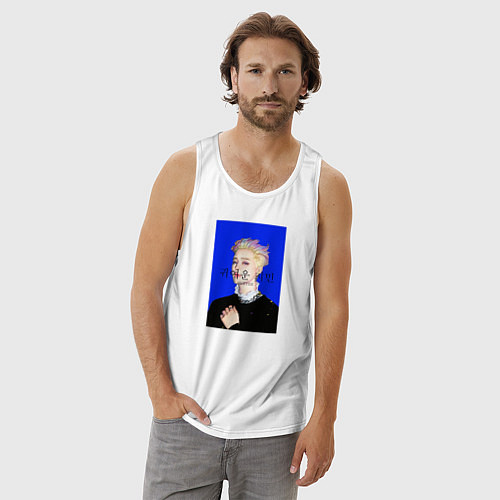 Мужская майка BTS Чимин масло синий / Белый – фото 3