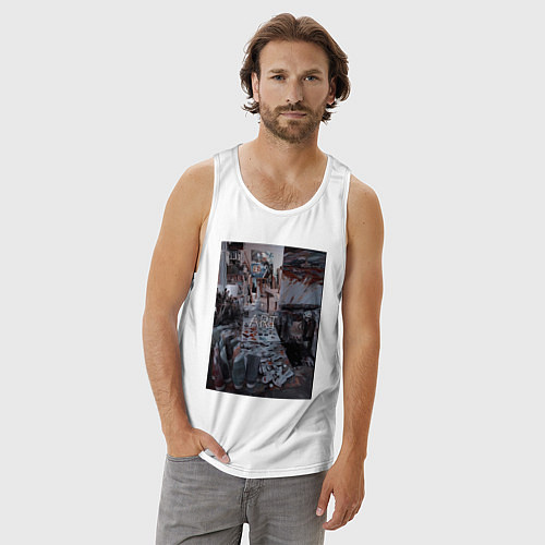 Мужская майка Художественный творческий беспорядок / Белый – фото 3