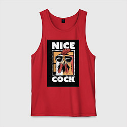 Майка мужская хлопок Хороший петух мем, цвет: красный