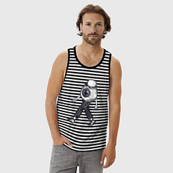 Майка мужская хлопок Глаз человек, цвет: черная тельняшка — фото 2