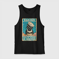 Майка мужская хлопок Кот пекарь, цвет: черный