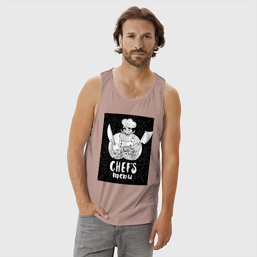 Мужская майка Шеф повар кулинар / Пыльно-розовый – фото 3