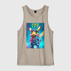 Майка мужская хлопок Cyber Pikachu - ai art fantasy, цвет: миндальный