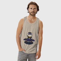 Майка мужская хлопок Кот DJ, цвет: миндальный — фото 2