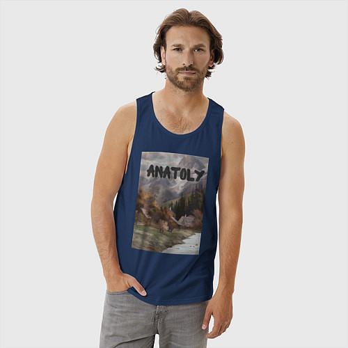 Мужская майка Anatoly - свежесть гор - Анатолий / Тёмно-синий – фото 3
