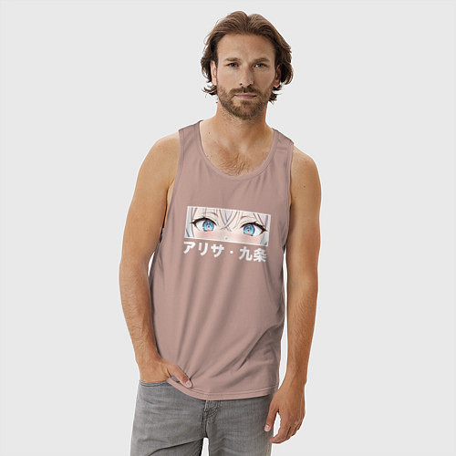 Мужская майка Глаза - Аля иногда кокетничает со мной по-русски / Пыльно-розовый – фото 3