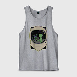 Мужская майка Шлем космонавта с пришельцами в отражении