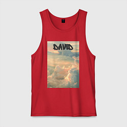 Майка мужская хлопок David облака, цвет: красный