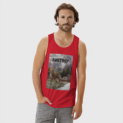 Майка мужская хлопок Dmitriy деревушка, цвет: красный — фото 2