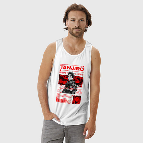 Мужская майка Тандзиро Камадо Клинок рассекающий демонов стиль / Белый – фото 3
