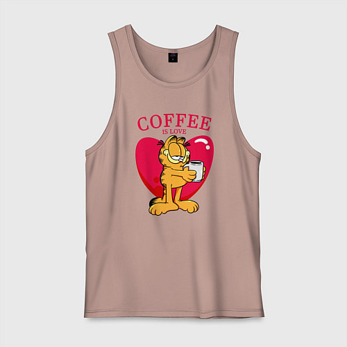 Мужская майка Coffee is love Гарфилд / Пыльно-розовый – фото 1