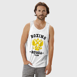 Майка мужская хлопок Boxing Russia Team, цвет: белый — фото 2