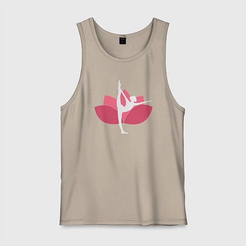 Мужская майка Йога - розовый лотос / Миндальный – фото 1