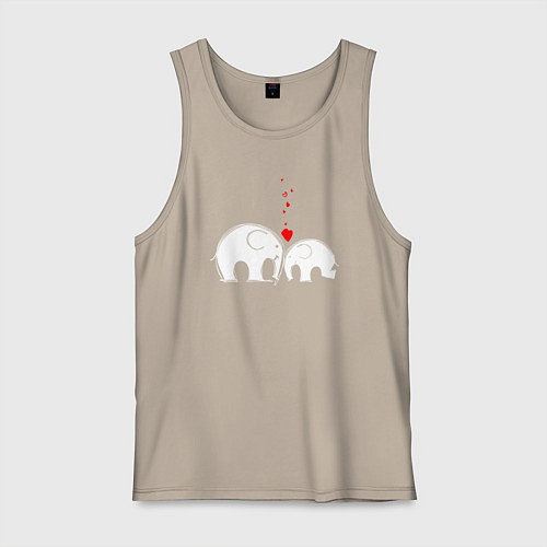 Мужская майка Влюблённые слоники / Миндальный – фото 1