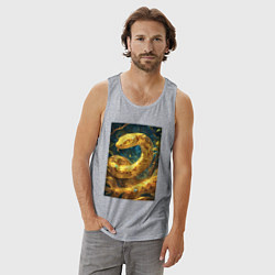 Майка мужская хлопок Золотая змея, цвет: меланж — фото 2