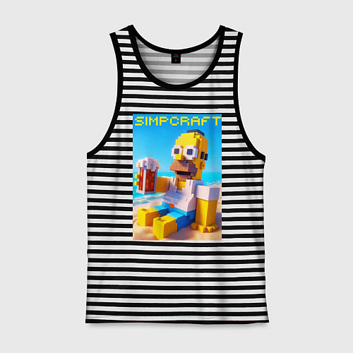 Мужская майка Minecraft and Simpsons collaboration - ai art / Черная тельняшка – фото 1