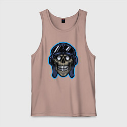 Майка мужская хлопок Авиатор череп, цвет: пыльно-розовый