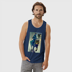 Майка мужская хлопок Cat forces - ai art fantasy, цвет: тёмно-синий — фото 2