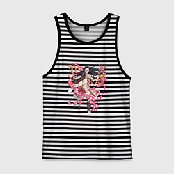 Майка мужская хлопок Красивая боевая Незуко - Demon slayer, цвет: черная тельняшка