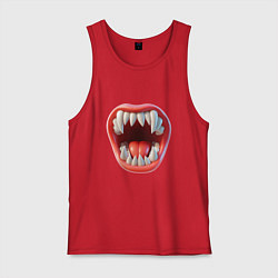 Майка мужская хлопок Открытый рот с зубами, цвет: красный