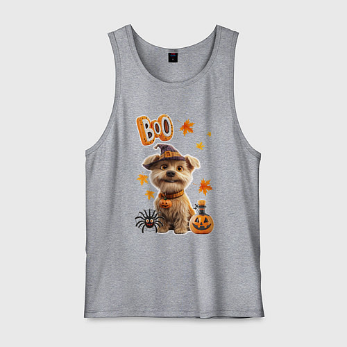 Мужская майка Собака в костюме хеллоуин / Меланж – фото 1