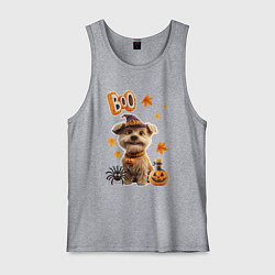 Майка мужская хлопок Собака в костюме хеллоуин, цвет: меланж