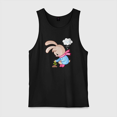 Мужская майка Зайка посадил цветок / Черный – фото 1