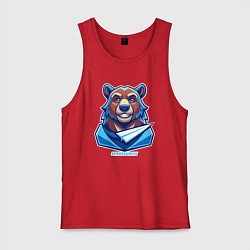 Майка мужская хлопок Медведь FREEDUROV, цвет: красный