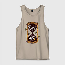 Майка мужская хлопок Космический поход, цвет: миндальный